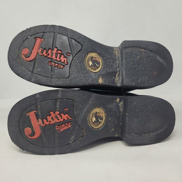 Justin Gypsy Boots 7.5 Black Turquoise Western Roper Cowgirl Rodeo Gemma L9905 - Picture 11 of 11
